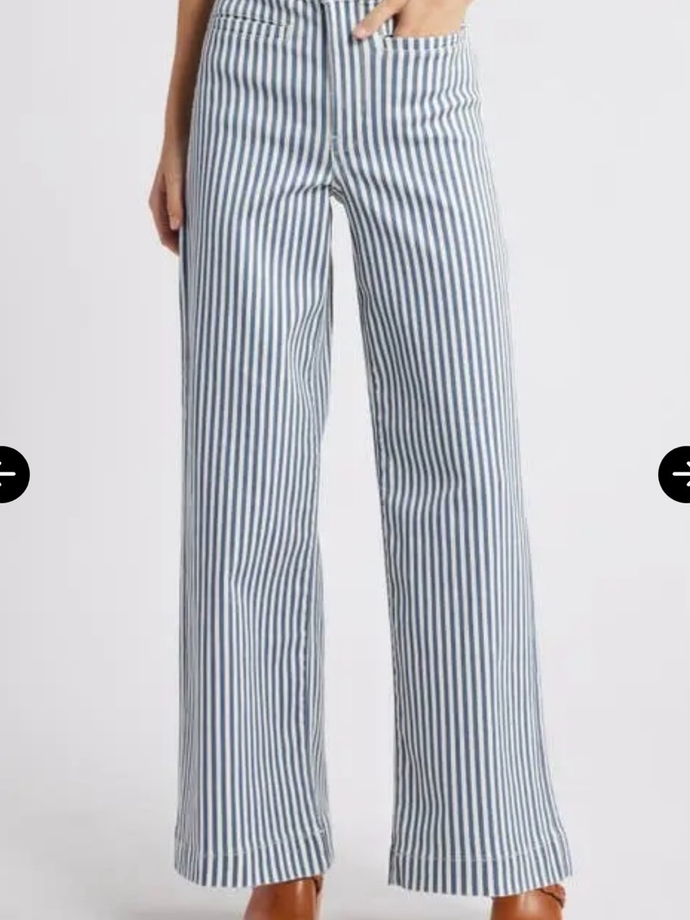 FRAME Tailored Wide Leg Pant - Striped Blue/white